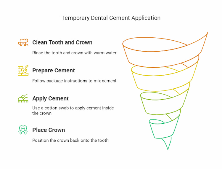 an infographic showing how to Use Temporary Dental Cement