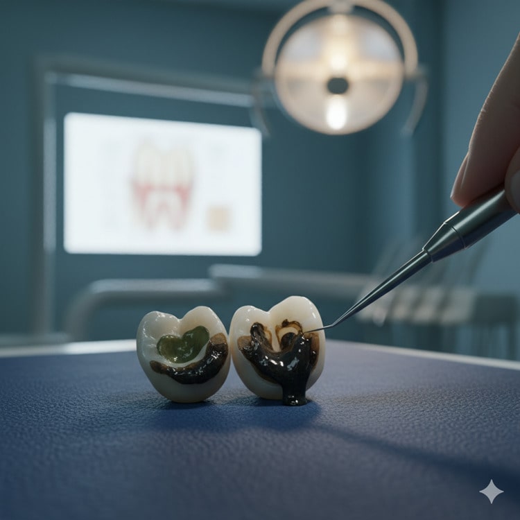 the crown glue with bacteria under it