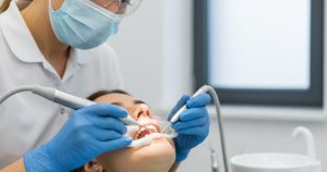 a photo showing a regular dental scaling session